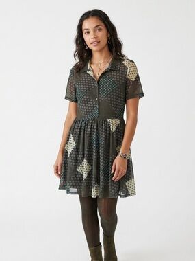 Urban Outfitters Mixed Print Patchwork Mini Dress Size L - Retro Whimsigoth